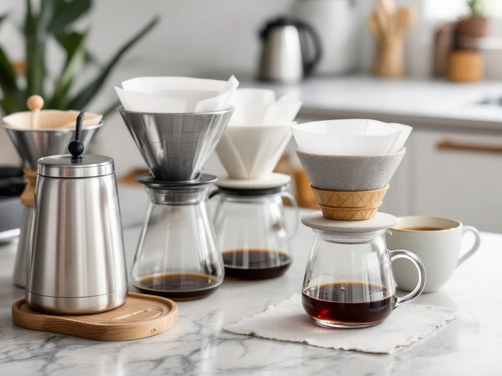 Die besten Pour Over Kaffeefilter -Überblick über verschiedene Filterarten und deren Vor- und Nachteile.