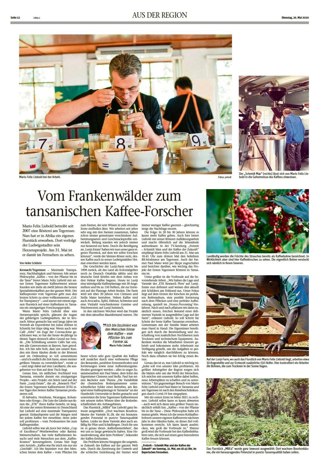 Vom Frankenwälder zum tansanischen Kaffee-Forscher (Frankenpost-26.05.2020)